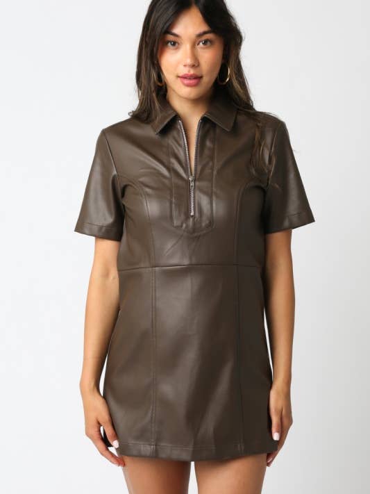 Kristen Pu Dress for wholesale by Olivaceous