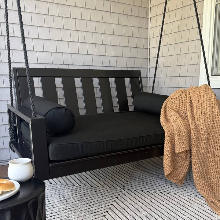 Amish Casual Twin Uptown Porch Swing Bed in Tricorn Black Paint for wholesale by The Porch Swing Company