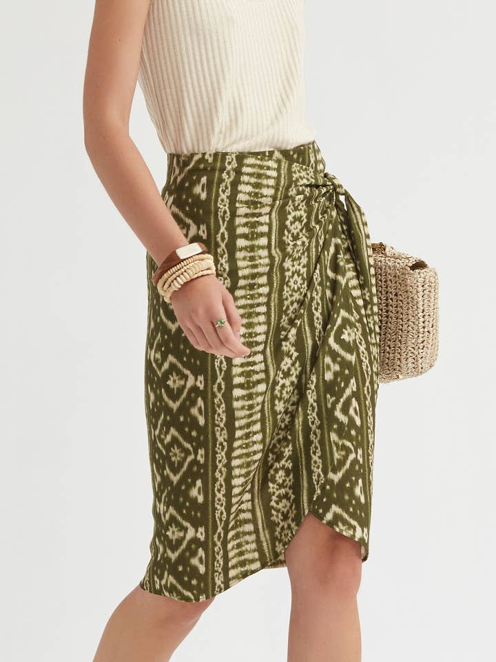 Ethnic Bicolor Wrap Skirt for wholesale by OKY