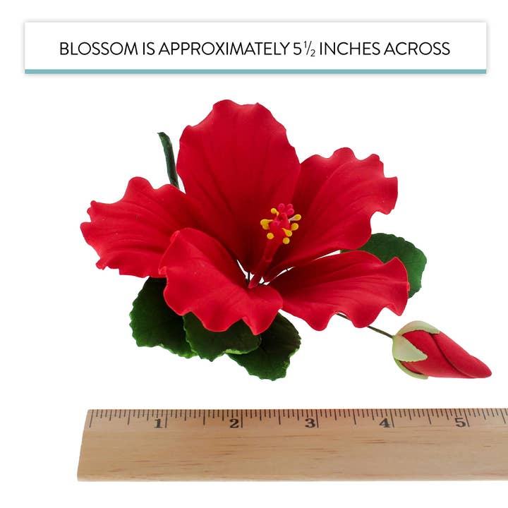Global Sugar Art - Wholesale Artificial flowers - Tropical Hibiscus Sugar Cake Flower Spray by Global Sugar Art, Red4