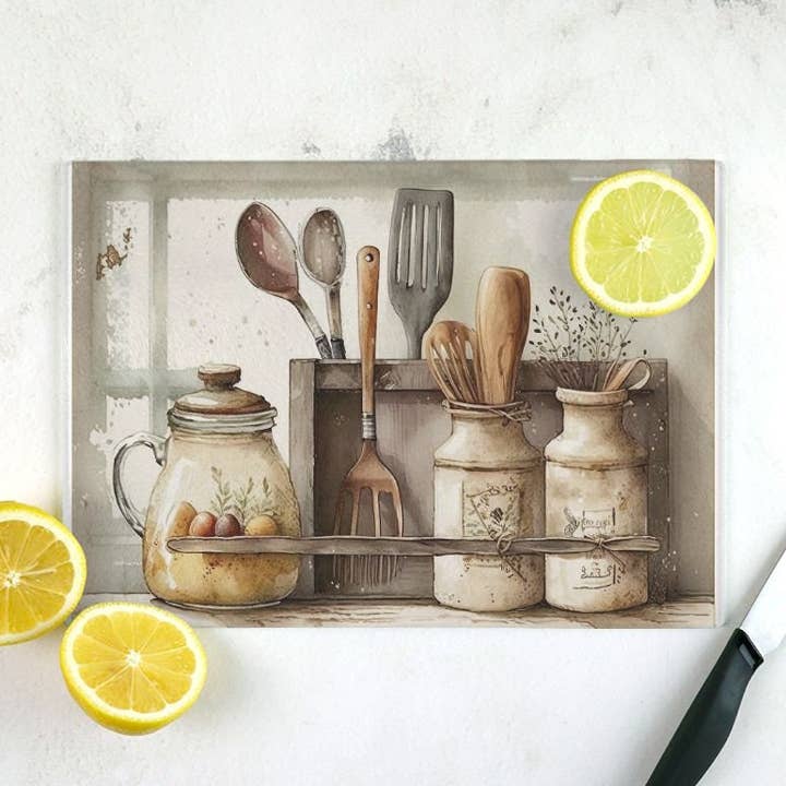 Country Kitchen Cutting Board Small (11.5" x 8") for wholesale by SUNFLOWER DREAMS BOUTIQUE
