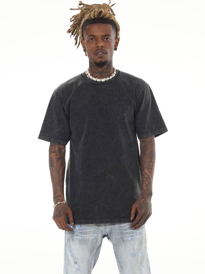 Stylo - Wholesale T-Shirt - Men's - Heavyweight Acid Wash Black Tshirt7