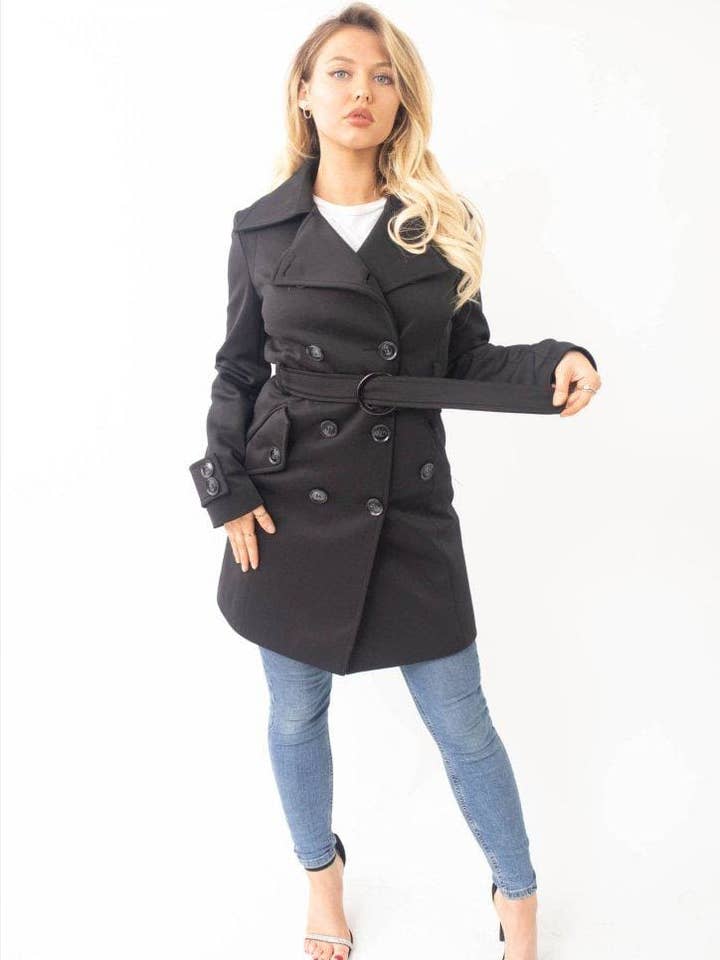 De La Creme Fashions - Wholesale Coat - Women's - Alice Mid Length Belted Mac Coat0