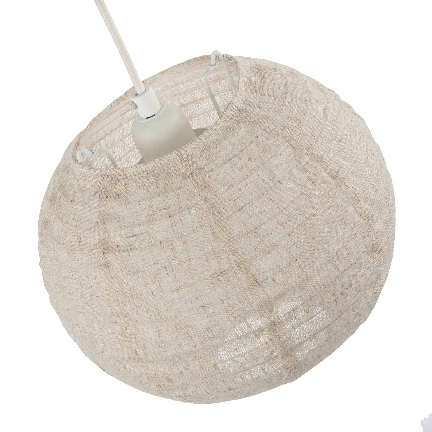 Happy Homewares – wholesale Lampshade – Chic Natural Linen Fabric Oatmeal Spherical Pendant Lighting Shade2