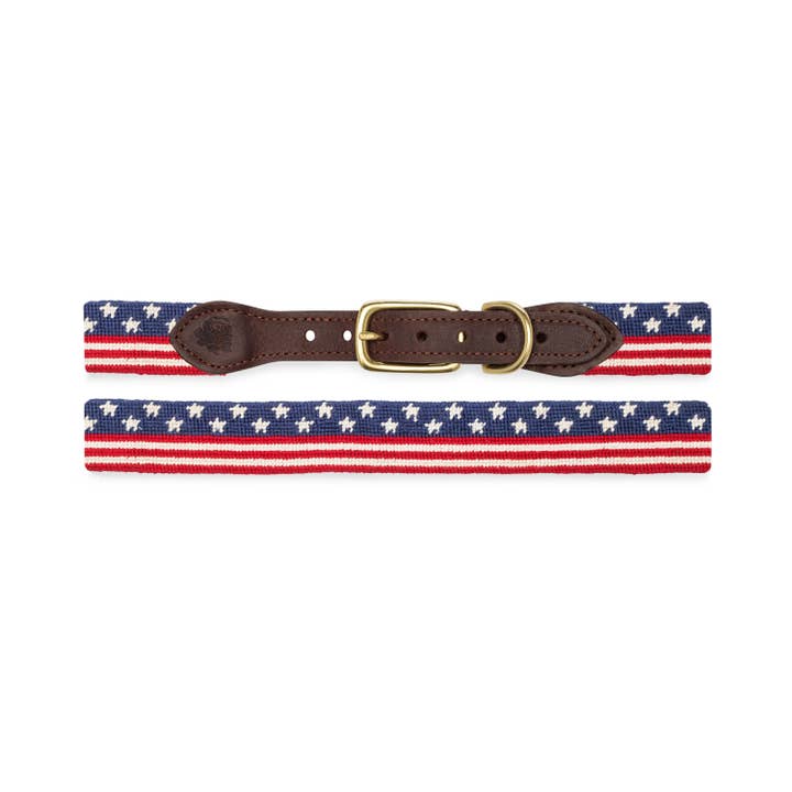 Stars and Stripes Needlepoint Dog Collar for wholesale by Good Threads