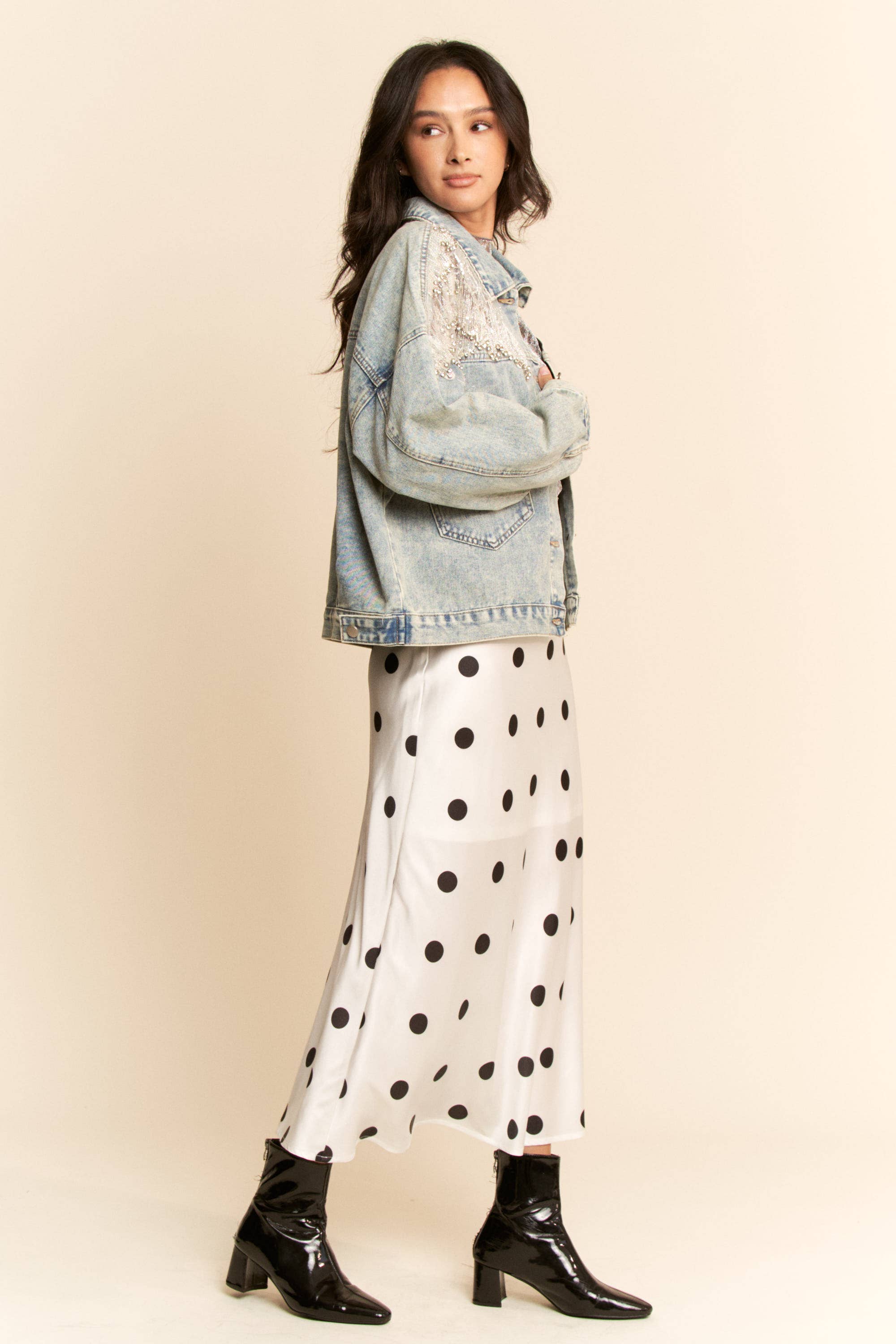 MESH STITCHING BUTTON DOWN DENIM JACKET for wholesale on Faire5