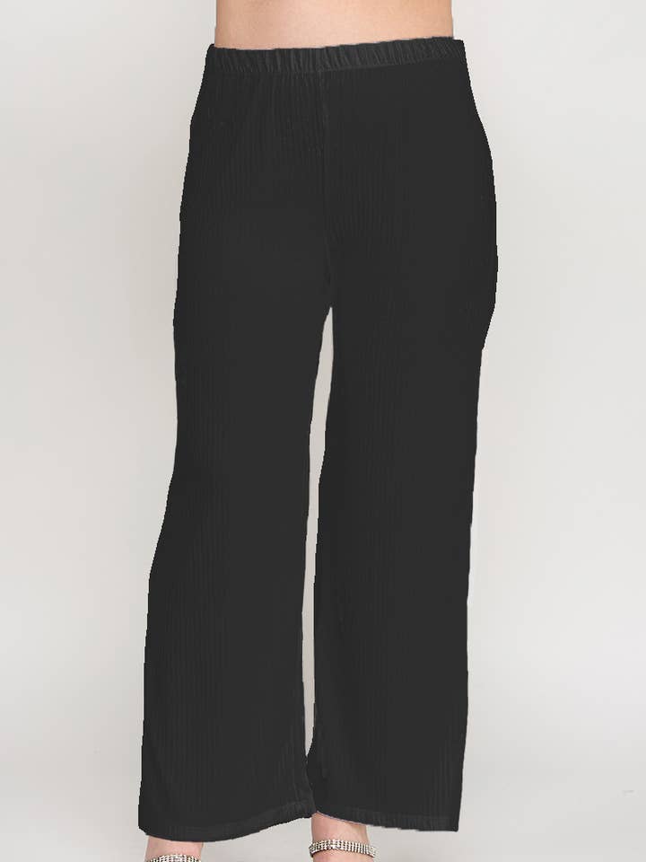 Pantalon en maille froissée grande taille - JK18968-P pour la vente par Haute Fox Plus Size & Contemporary