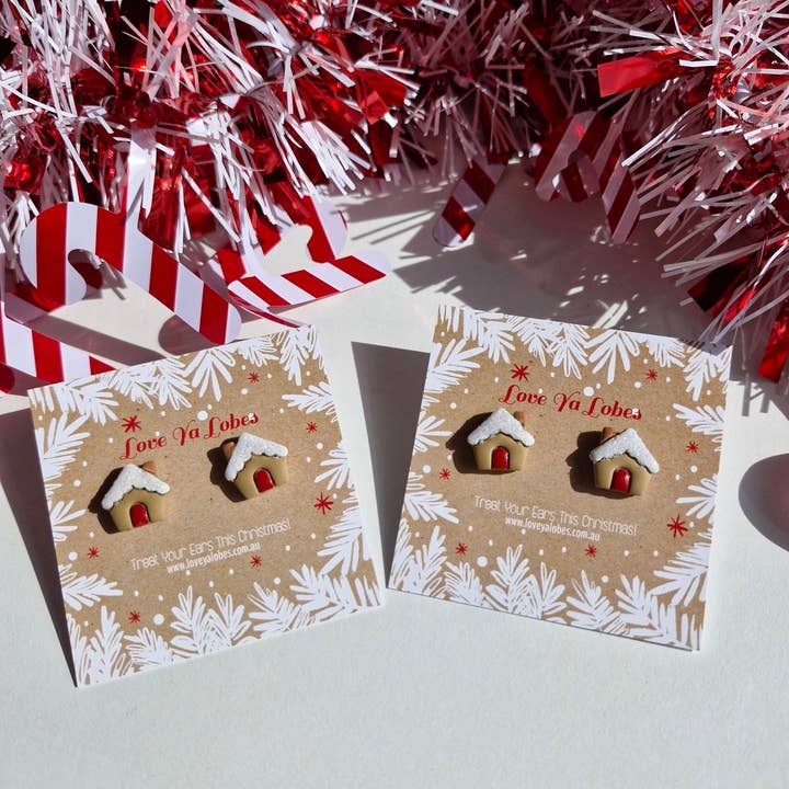 Love Ya Lobes - Wholesale Dangle earrings - Gingerbread House Dangles + Studs1