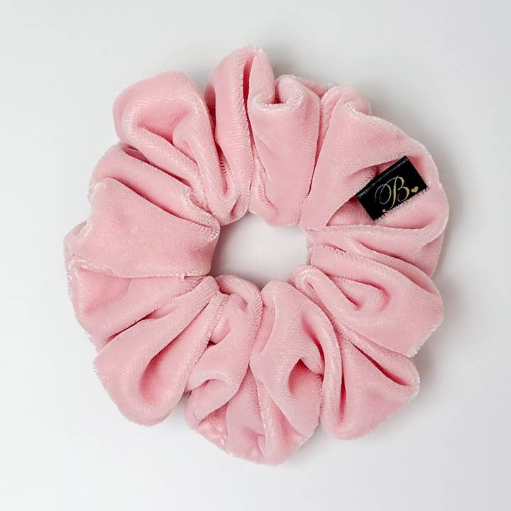 Plush Velvet Scrunchie in Pink Cloud for wholesale by B. LUVV & CO.