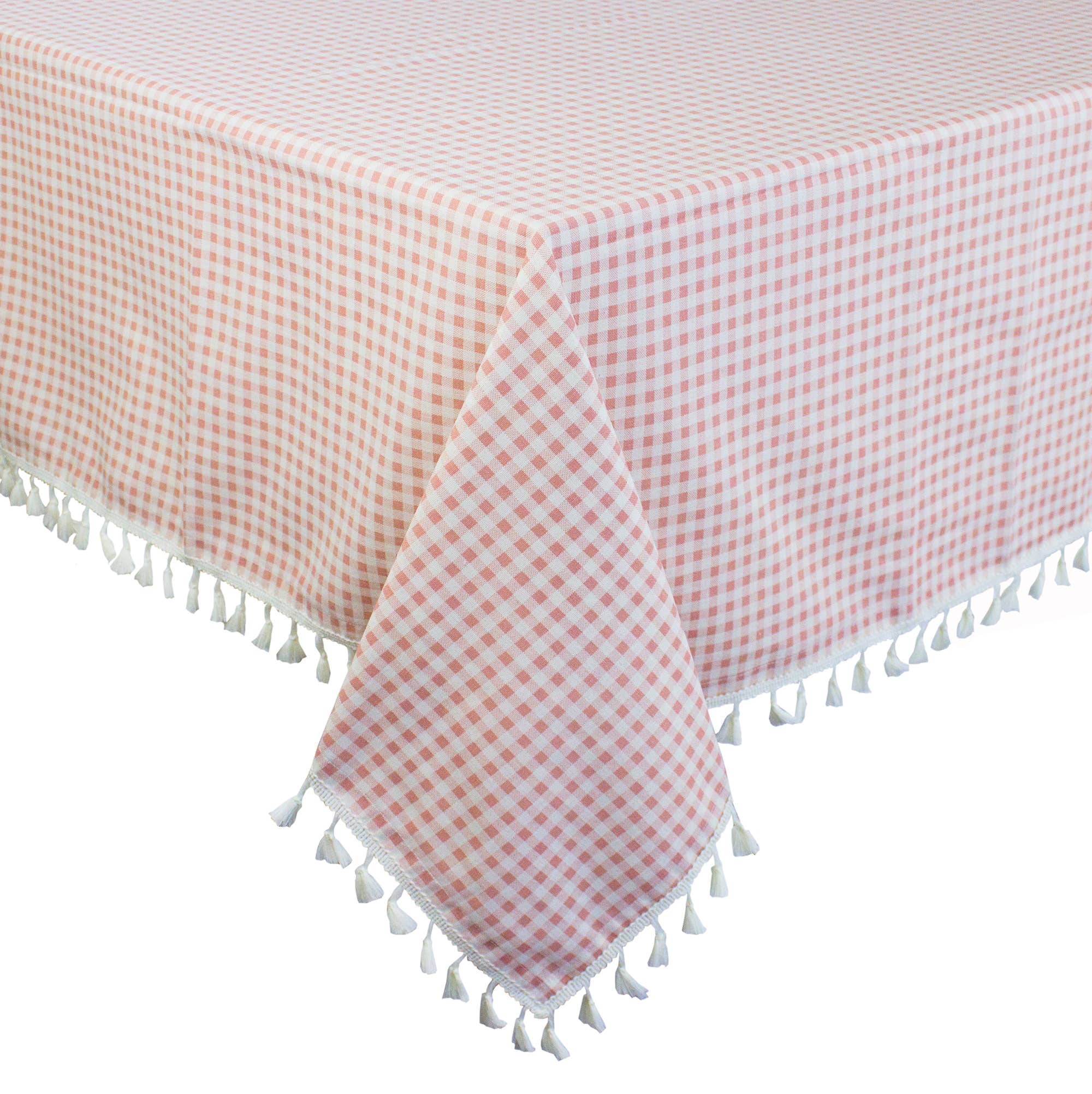 Fennco Styles - Wholesale Tablecloth - Rustic Gingham Check Tasseled Trim Cotton Blend Tablecloth0