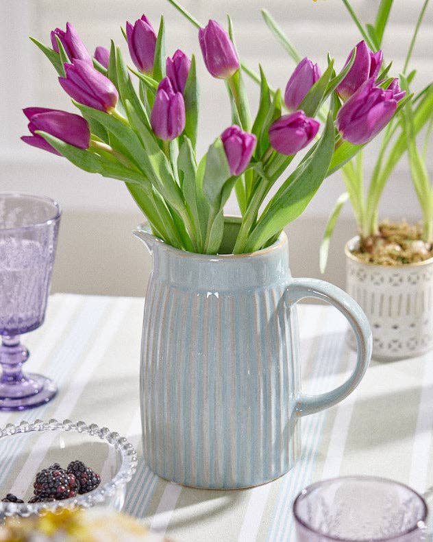 Dibor – wholesale Vase – Ribbed Blue Pitcher Jug Vase2