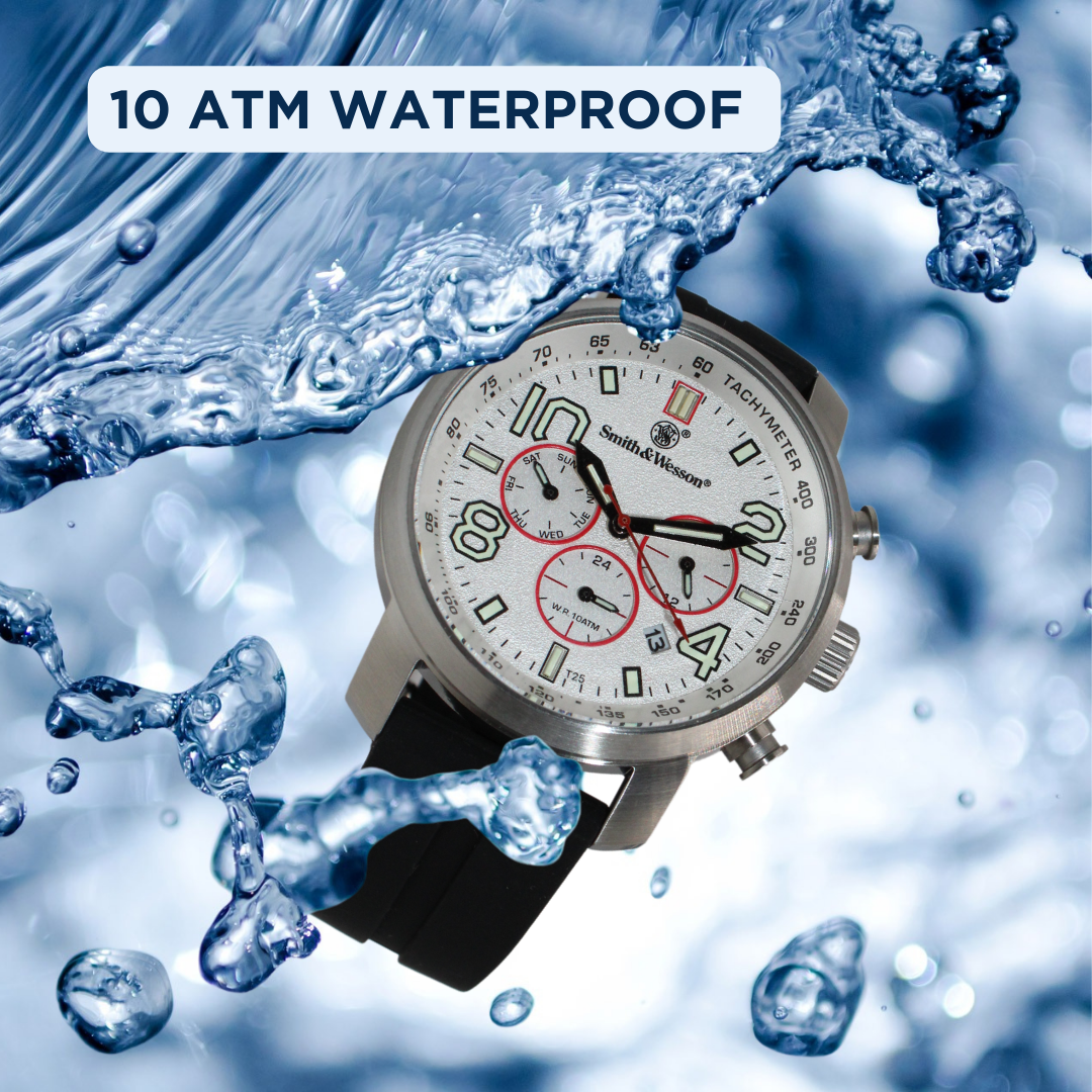 CALIBER GOURMET / CAMPCO - Wholesale Wrist Watch - Men's - White Smith & Wesson Tritium Chronograph Red2