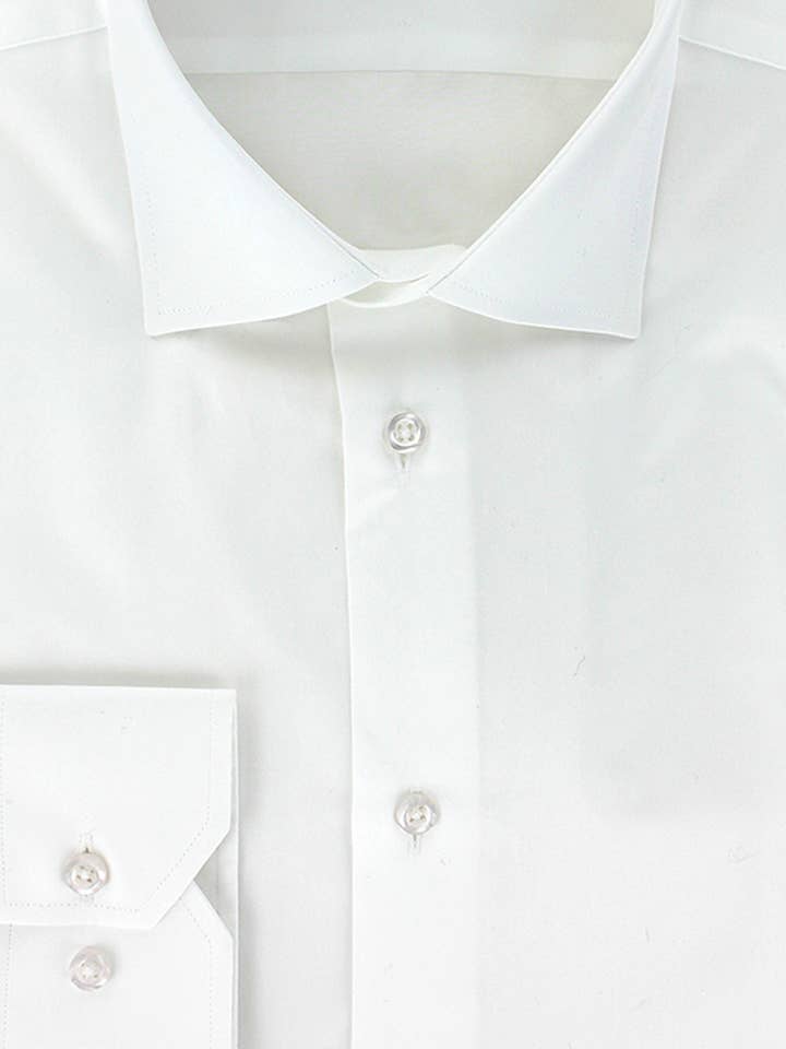 WHITE COTTON SATIN FITTED SHIRT for wholesale by Cotton Park