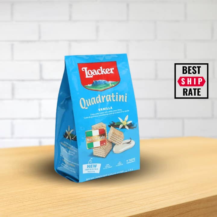 Loacker Quadratini Gaufrettes Vanille en Cubes 8,8 oz – 6/boîte pour la vente par Casacella Foods