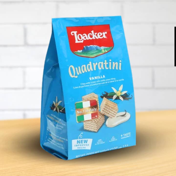 Loacker Quadratini Vanilla Cube Wafers 8.8 oz – 6/case for wholesale by Casacella Foods