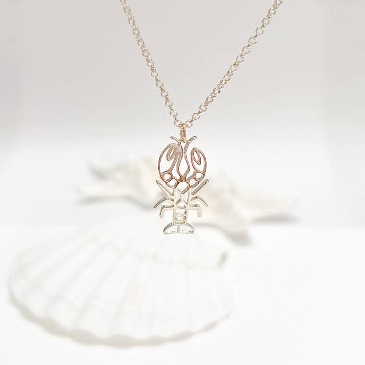 kennebunkport lobster pendant necklace gold for wholesale by The Beach and Back