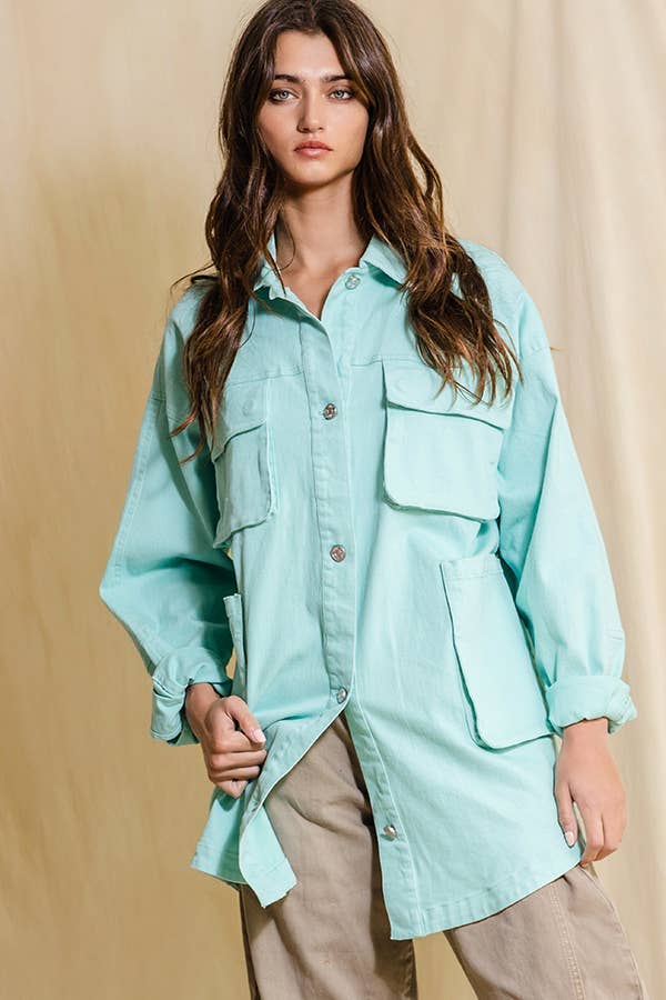 BUCKETLIST OUTLET - Wholesale Shirt Jacket/Shacket - Women's - IT2128 OUTLET SALE Oversized Cargo Shacket15
