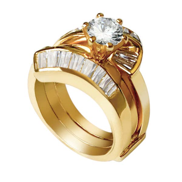 LOAS1373 - Sterling Silver 925 ring set with gold plating in AAA grade CZ ships in one day for wholesale by Alamode