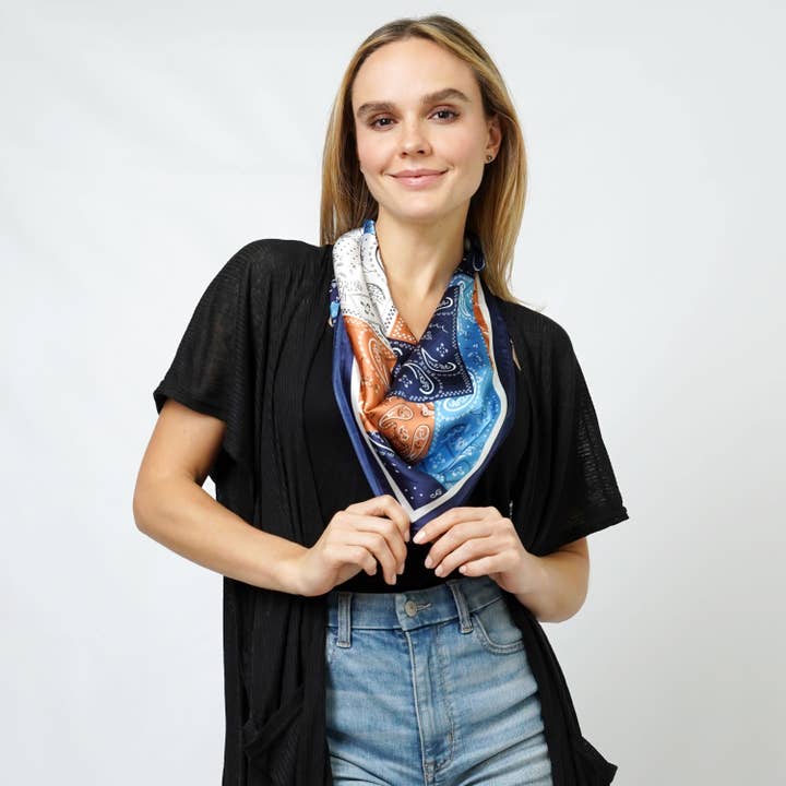 Fashion City – Engroshandel Tørklæde - Dame – Paisley Print Satin firkantet tørklæde/hovedindpakning/rørtop9