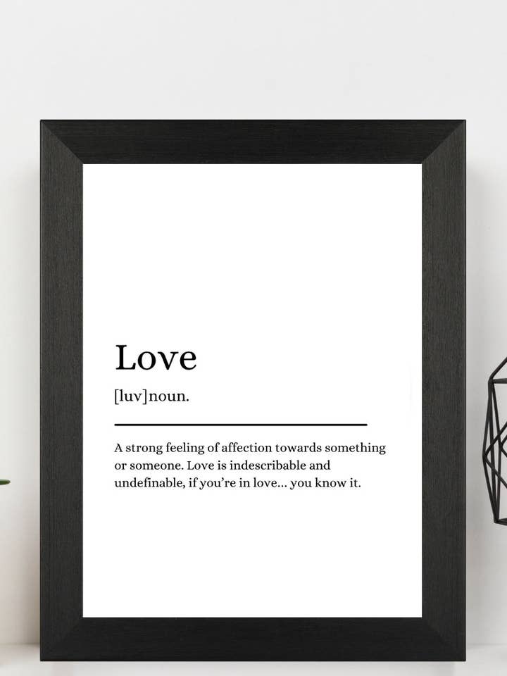 A4 Love Definition Quote met zwarte lijst voor aan de muur voor wholesale door Second Ave Gift Company