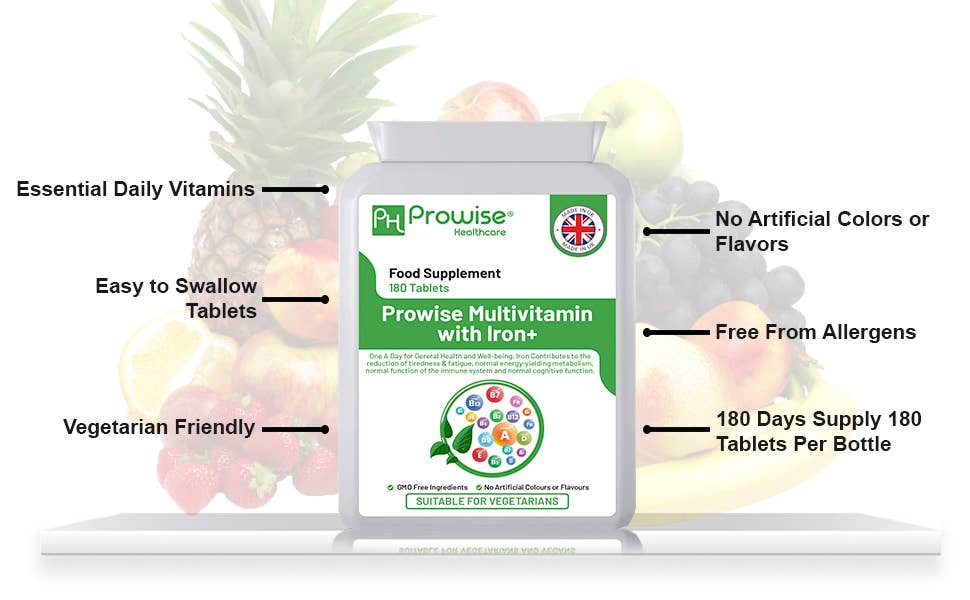 Prowise Healthcare - Wholesale Oral Supplement/Vitamin - Multivitamin & Iron 180 Tablets (6 Months Dose) Immune Suppo6