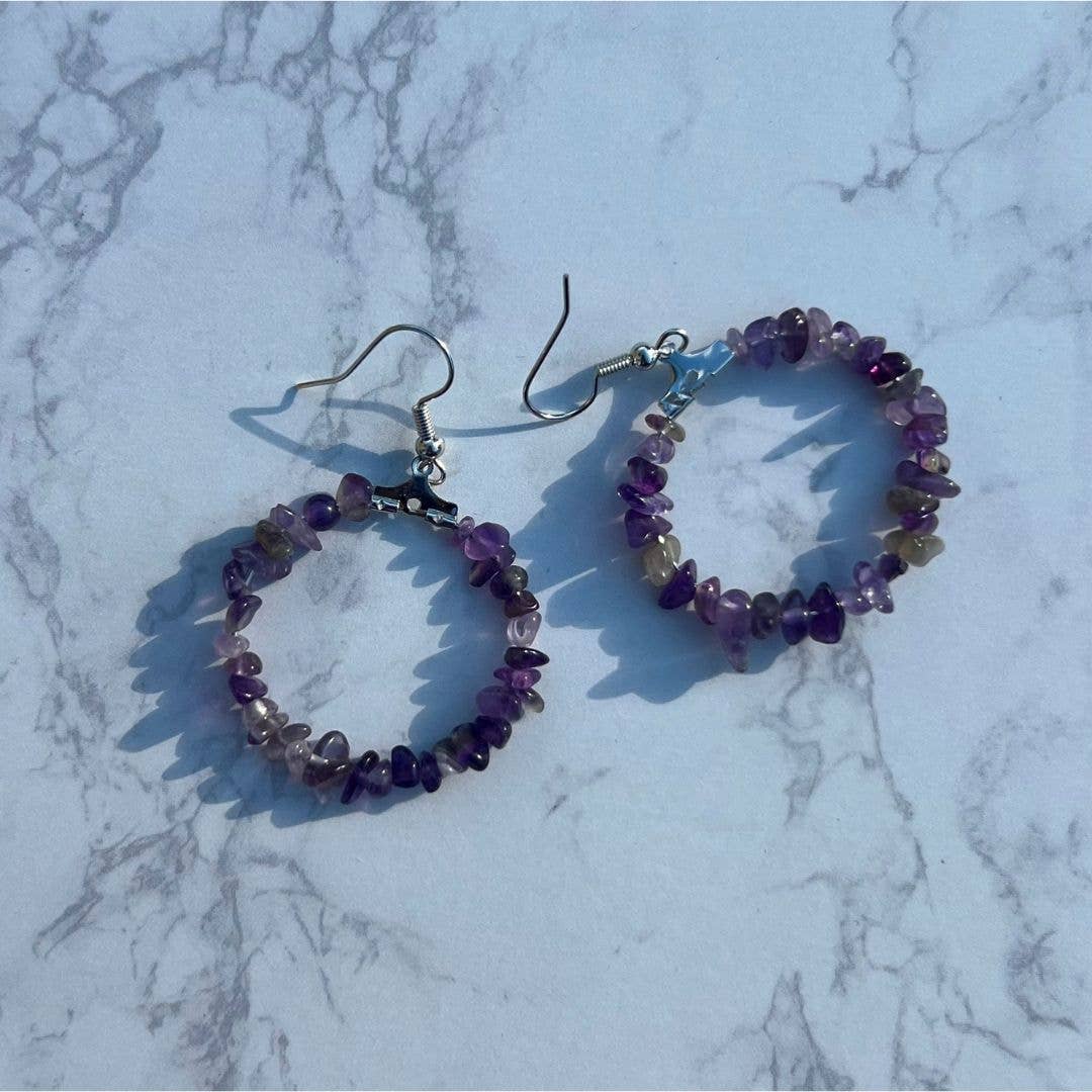 Gypsy Soul - Wholesale Dangle Earrings - Boho Gemstone Earrings Hoop - 12 Pairs6