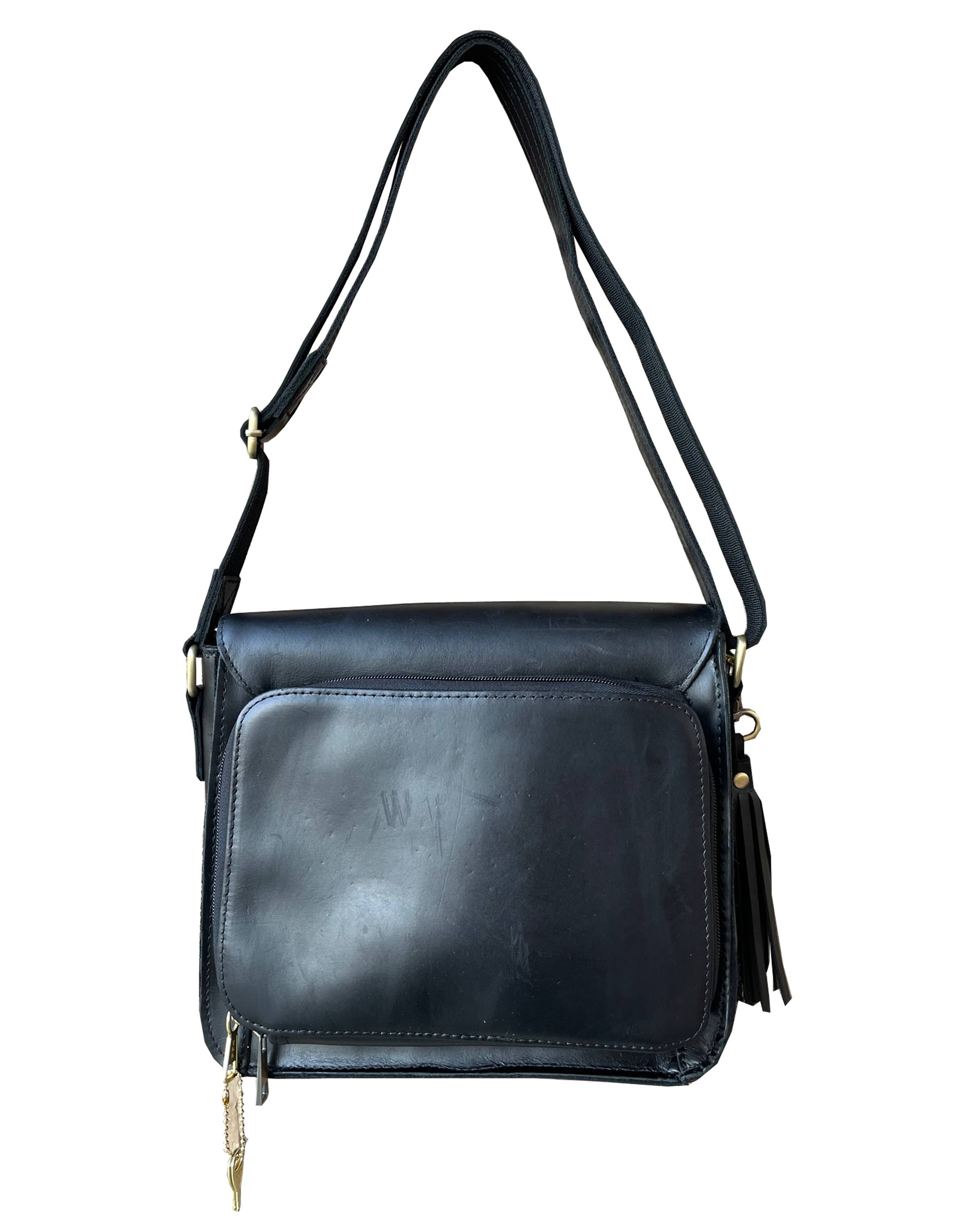 Roma Leathers, Inc. - Wholesale Crossbody Bag - Women's - Vintage leather crossbody shoulder bag with wire strap1
