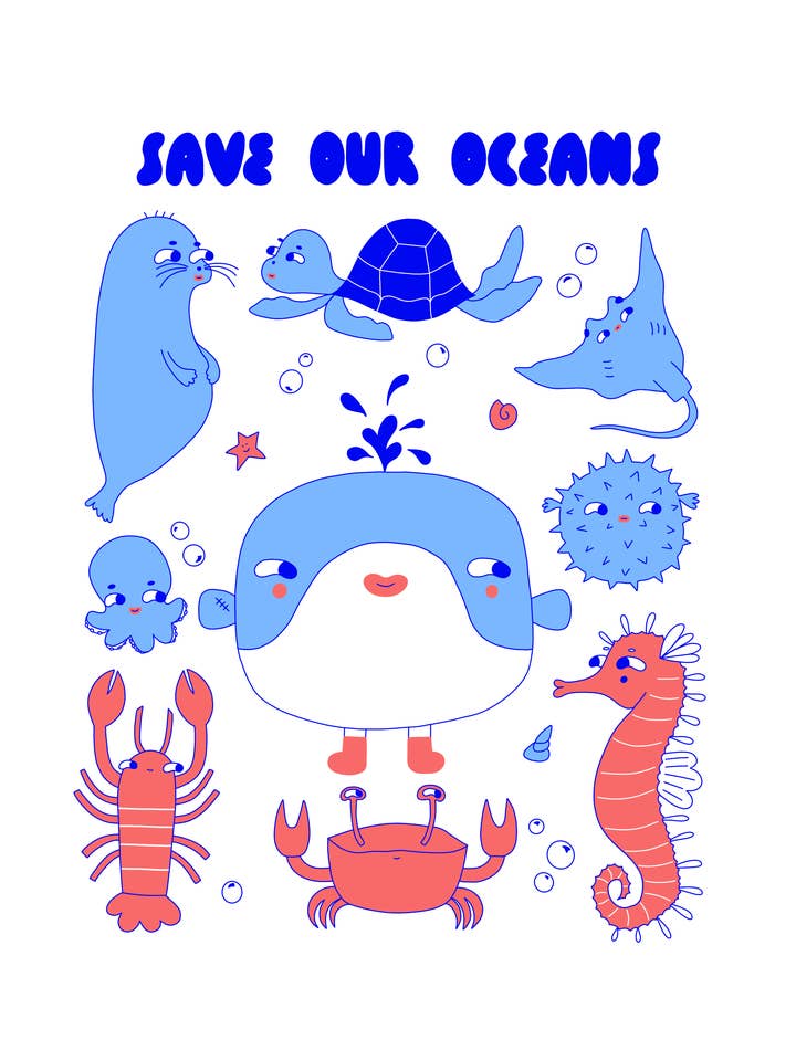 'Save Our Oceans' skærmbillede - Emma Stevenson for engroshandel hos Printed by Us