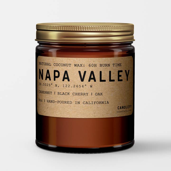Candlefy - Wholesale Jar/Filled Candle - Napa Valley California Wine Candle Natural Coconut Soy Wax