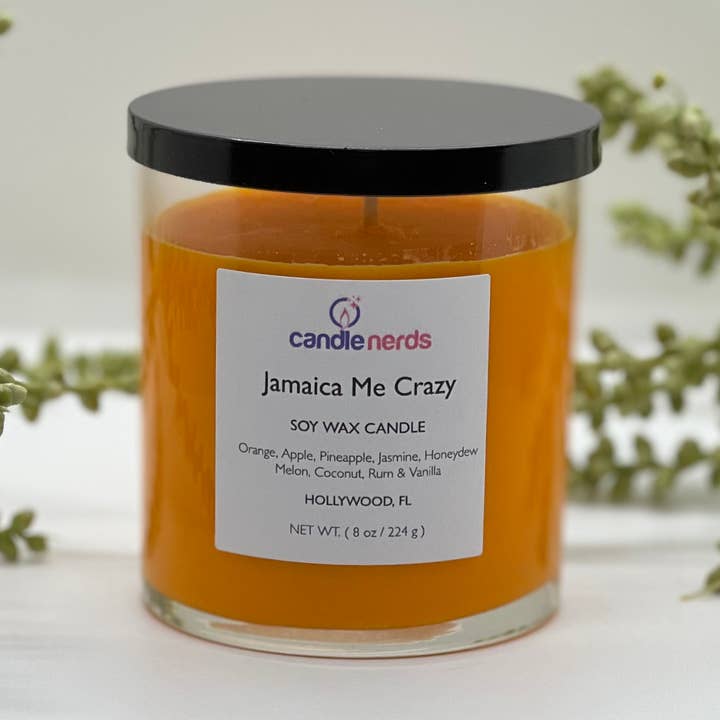 Jamaica Me Crazy Soy Candle in Glass Jar with Black Lid for wholesale by Candle Nerds