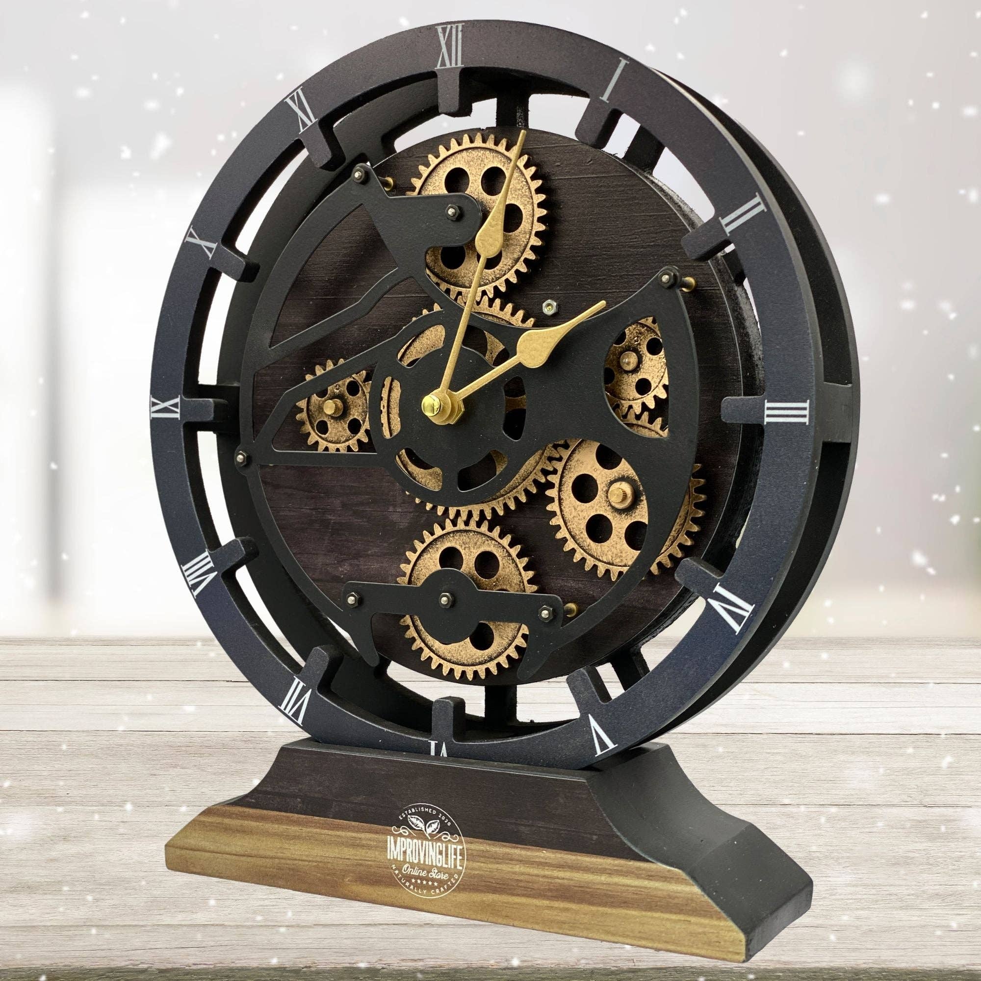 The Gears Clock - Wholesale Desk Clock - CANADA LINE DESK/WALL CLOCK 10 INCH VINTAGE BLACK10