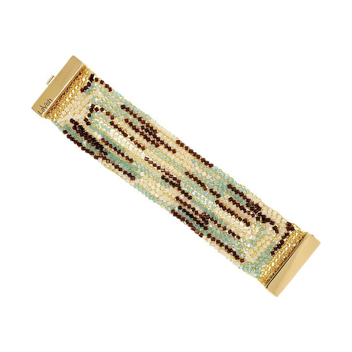 Blue & Brown Mix Signature Handmade Crochet Bracelet for wholesale by Lavish By Tricia Milaneze