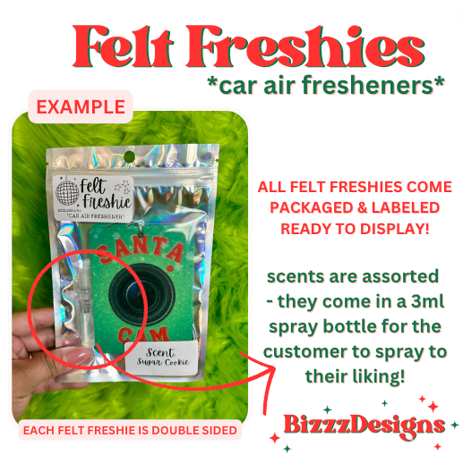 Bizzz Designs – Großhandel Auto-Lufterfrischer – Damen – Weihnachts-Lufterfrischer aus Filz, 7-teiliges Set | Weihnachts-Lufterfrischer1