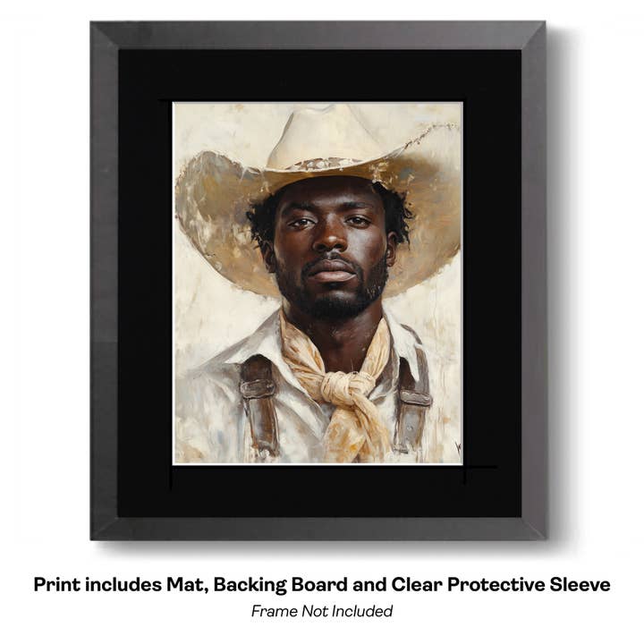 Mowbi - Wholesale Art Print - Cowboy in Neutral Tones - Cowboy Western Art Prints 8"x10" Artwork for 12"x14" Frame