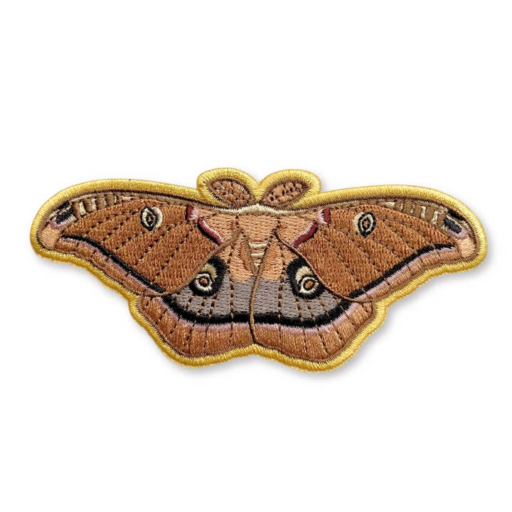 Parche bordado termoadhesivo Polyphemus Moth para venta al por mayor de Allison Stoiser Art
