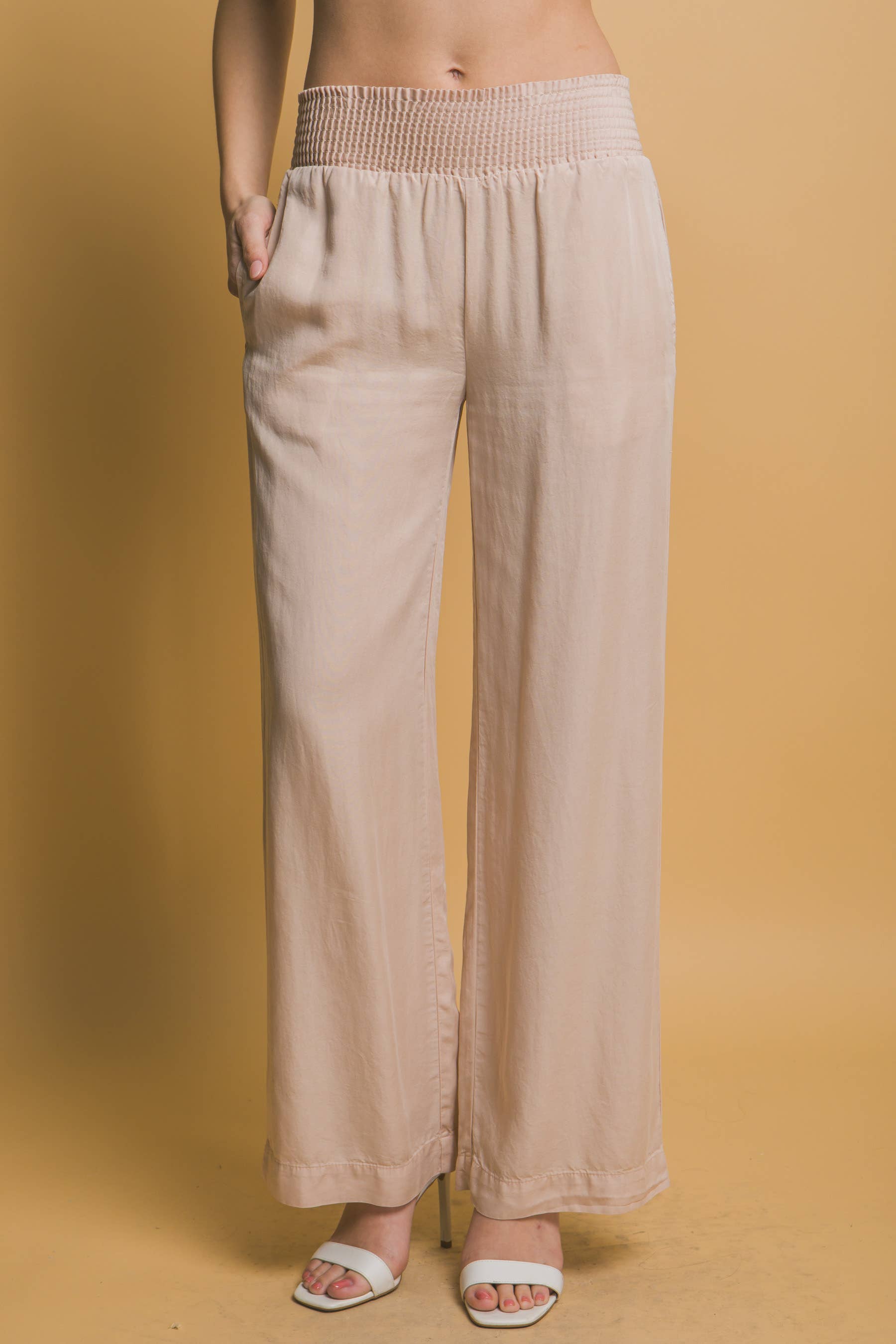 42POPS - Wholesale Pants - Women's - ', High Waisted Smocked Waist Casual Pants W/ Side Pockets2