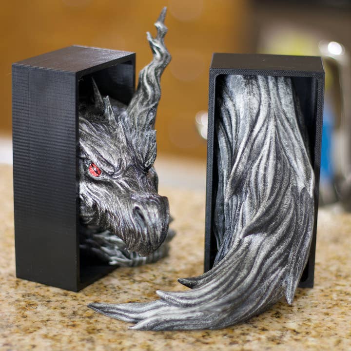 Shadow Dragon Book Nook | Fantasy Bookshelf Display Decor for wholesale by Modern Wood Cases