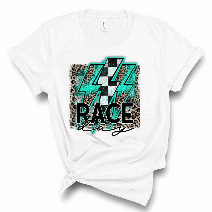 Leopard Teal Race Day - Graphic Tee for wholesale by Jasie Blanks