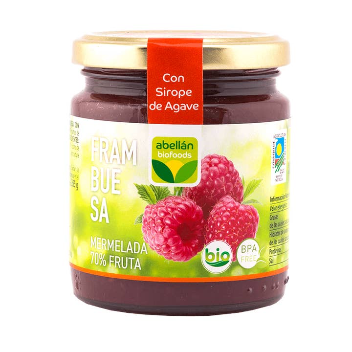 Organic Raspberry Jam with Agave Syrup for wholesale by Abellán Biofoods