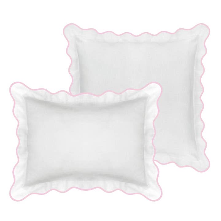 Laura Park Designs - Wholesale Bedding Pillowcase/Sham - Scalloped Sham, Pink / White