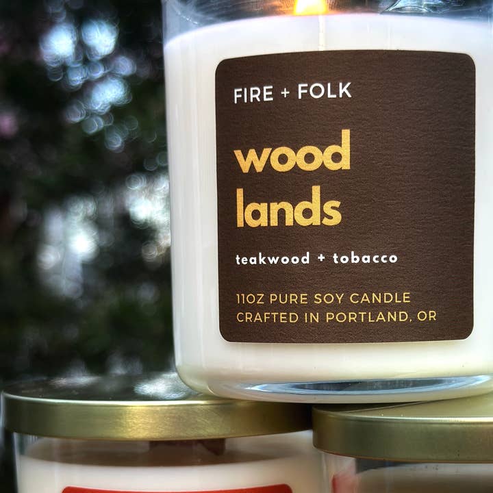 FIRE + FOLK - Wholesale Jar/Filled Candle - Fireside Embers | 11oz Wood Wick Soy Candle