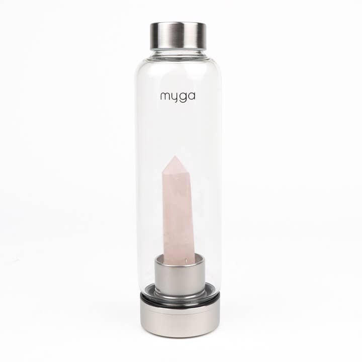 Myga Eco - Wholesale Water Bottle - Rose Quartz Crystal Glass Water Bottle