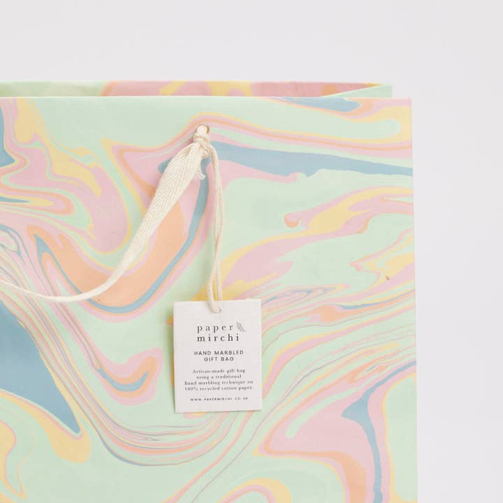 Paper Mirchi - Wholesale Gift Bag - Hand Marbled Gift Bags (Large) - Bouquet7