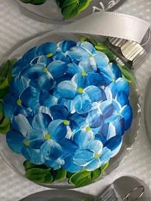 Hand Painted Hydrangea ornament for wholesale by OrnamentsbyAmy