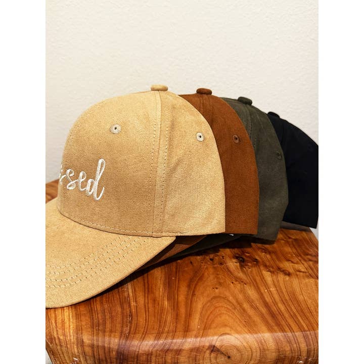 Love and Repeat - Wholesale Baseball Cap - Women's - Blessed Embroidered Faux Suede Baseball Caps10