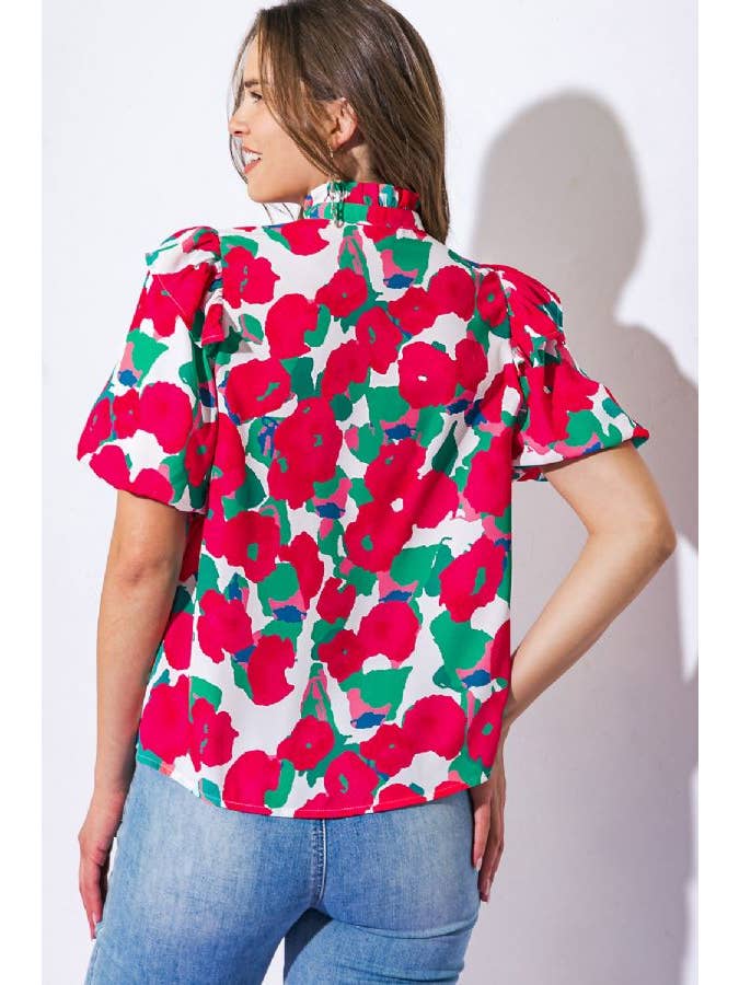 IVORY A printed woven top-IT12152 for wholesale on Faire2