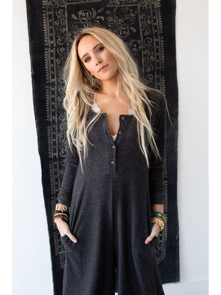 Three Bird Nest - Wholesale Jumpsuit - Women's - Simply Comfort Jumpsuit - Dark Gray