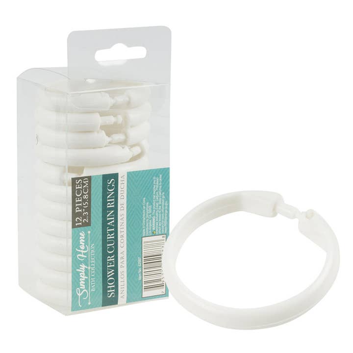 Deluxe Import Trading - Wholesale Bathroom accessory set - 12pc Shower Curtain Ring- 2.36''- Assorted Colors