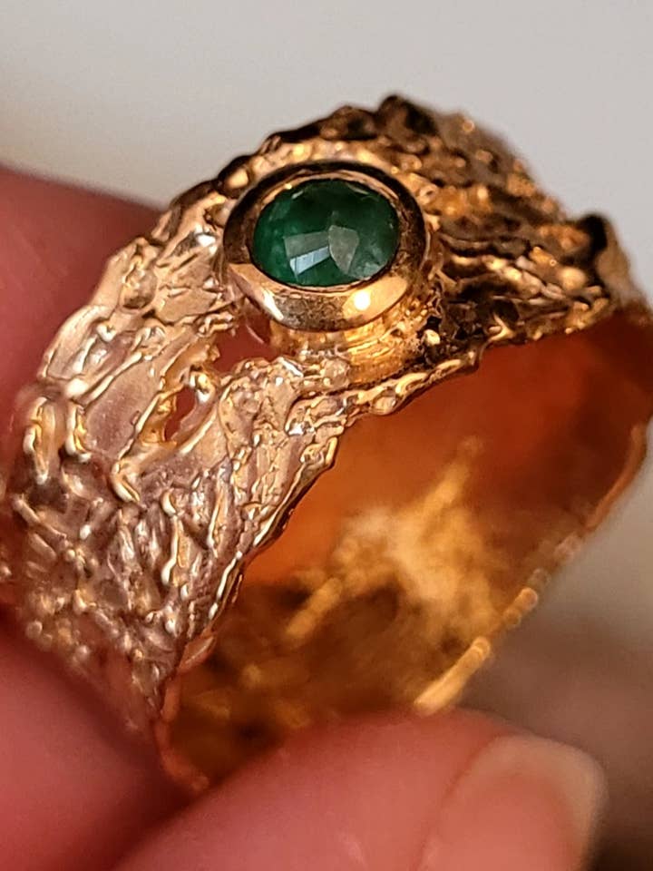 That Place Beyond Ring in Gold & Emerald for wholesale by Caroline Stokesberry-Lee Jewellery Design