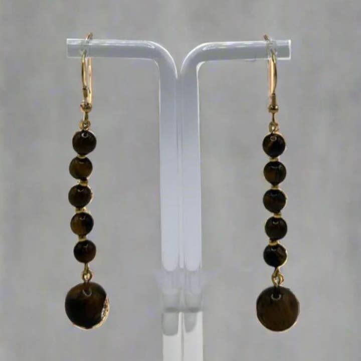 Boucles d'oreilles Œil de Tigre - E9 pour la vente par The Bijoux Collective